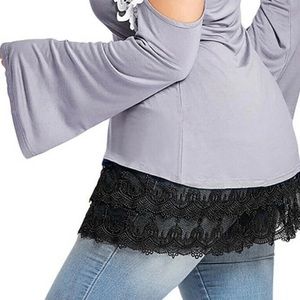 🆕 Black Lace Trim Shirt Extender Miniskirt